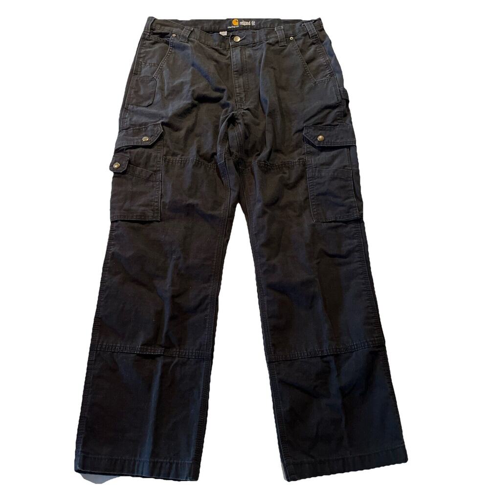 Carhartt Men’s 38x31 Duck Canvas Carpenter Double Knee Pants Workwear Black EUC